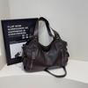 Women's High-End Versatile Korean Tote Bag - Brown Solid Color, Large Capacity, Single Shoulder Fashion Style