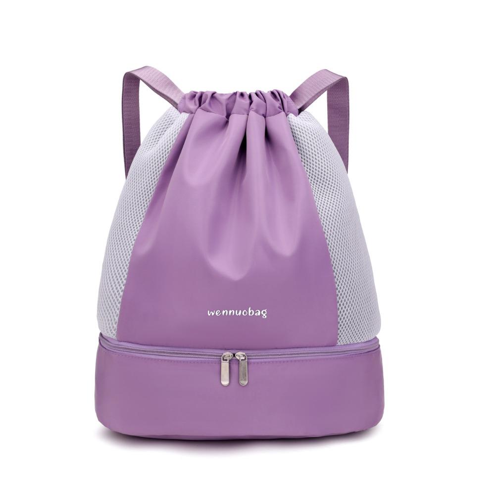 Fashion Oxford Drawstring Backpack Casual Lightweight Sports Gym Bag Large Capacity Dry and Wet Separation Fitness Bag Women