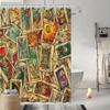 Vintage Tarot Cards Shower Curtain - Intricate Designs, Earthy Tones, 70x70", 12 Hooks, Polyester, Tub & Bathroom Decor