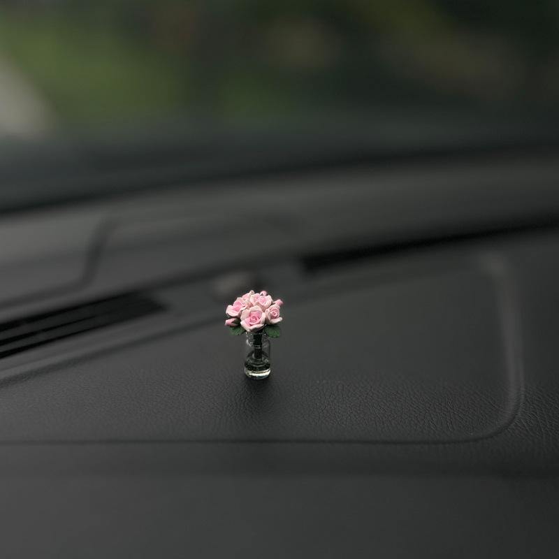 Dainty Roses Car Center Console Window Ornament Mini Cure Car Accessories Ladies Car Personality Beautiful Interior Ornaments