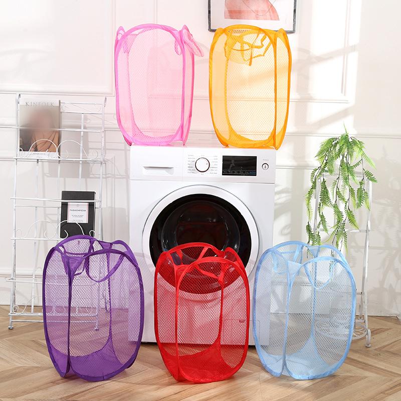 Mesh Foldable Dirty Clothes Basket Monochrome Minimalist Dirty Clothes Basket Household Bathroom Laundry Basket KTY
