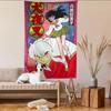 Inuyasha & Kagome Anime Tapestry, Retro Manga Cover Wall Hanging, Aesthetic Background Cloth for Bedroom Living Room Dorm Decor