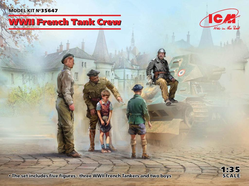 ICM 1/35 WWII French Army Tank Crew Plastic Model Kit 35647