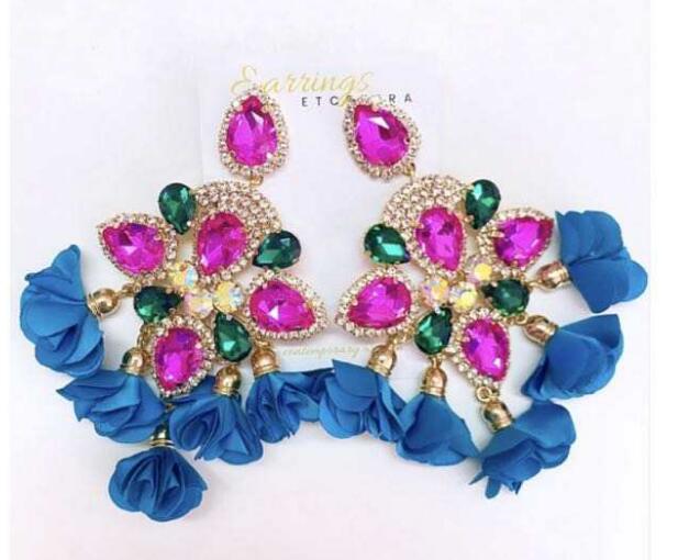 Kaimei Fashion Jewelry Boho Earrings Big Earrings for Women Rhinestones Pendant Crystal Statement Drop Earrings Fashion Jewelry