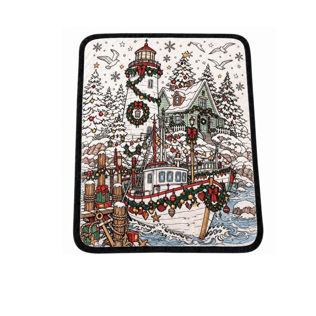 Christmas Coloring Blanket with Watercolor Pens - 100cm Soft Velvet Doodle, Fun Creative Activity