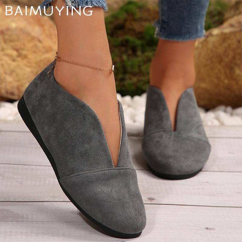 Suede Flats Women Shoes Fashion Shallow Casual Shoes Woman 2025 Trend New Brand Designer Autumn Cozy Soft Walking Sneakers Women