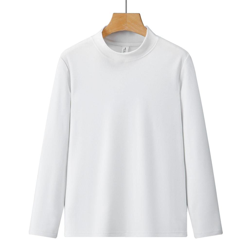 Men's Double-Sided High Neck Long Sleeve T-Shirt, Autumn Winter Turn Collar Thickened Warm Casual Lined Shirts HMDRC