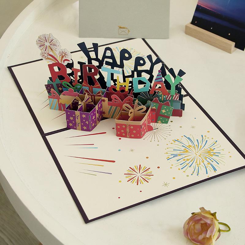Biglietto Torta di Compleanno Pop-Up 3D - Scultura di Carta Piegata Creativa Regalo per Fidanzato o Fidanzata