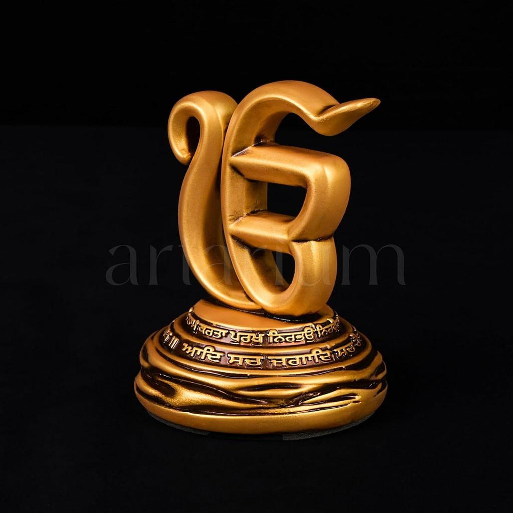 Ek Onkar Idol for Car Dashboard and Home Decor, Sikh Religious Symbol Showpiece for Office Table, Mandir, Meditation Room