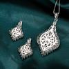 Red Spinel Jewelry Set Women Floral Design Copper Chain Necklace Stud Earrings Fashion OL Style 2025