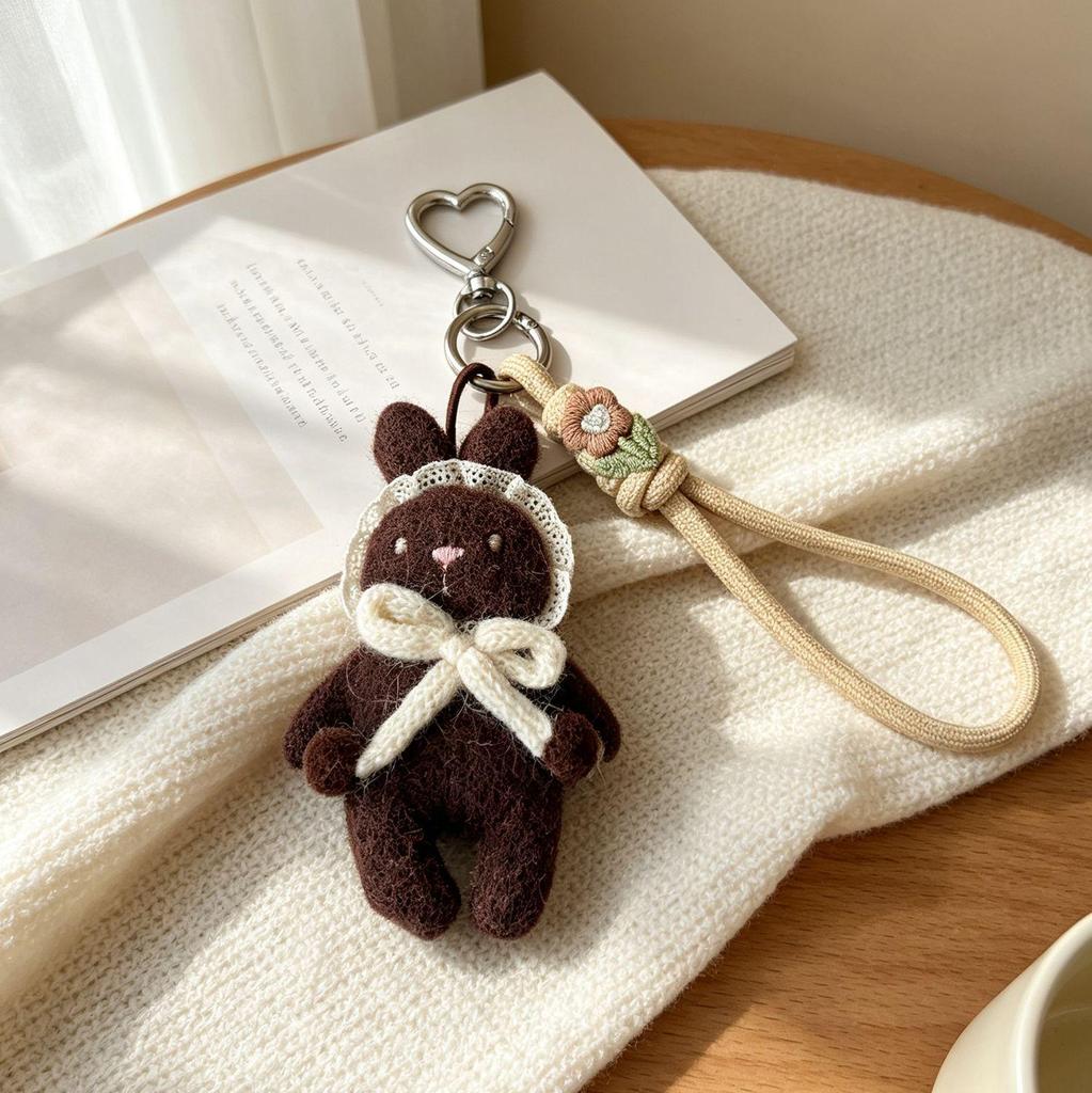 High-End Forest Style Rabbit Doll Keychain and Lanyard: Cute Girly Bag or Phone Accessory