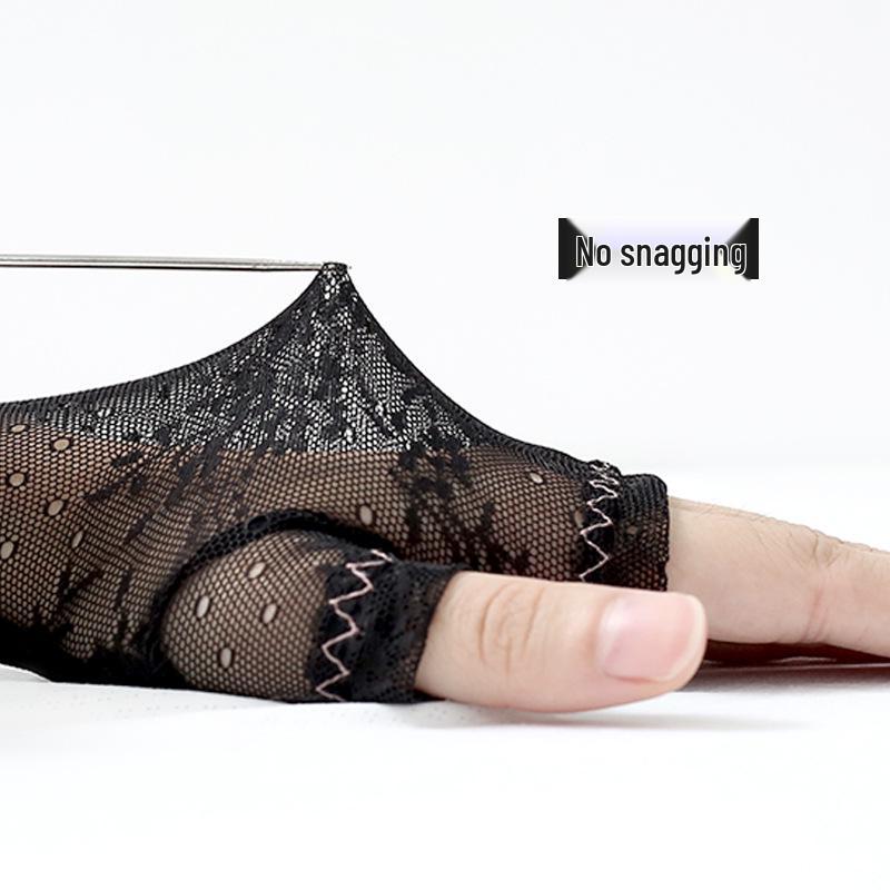 Lace Fingerless Sunscreen Gloves for Women - Breathable & High Elasticity, Ideal for Driving, Cycling, Scar & Tattoo Coverage.