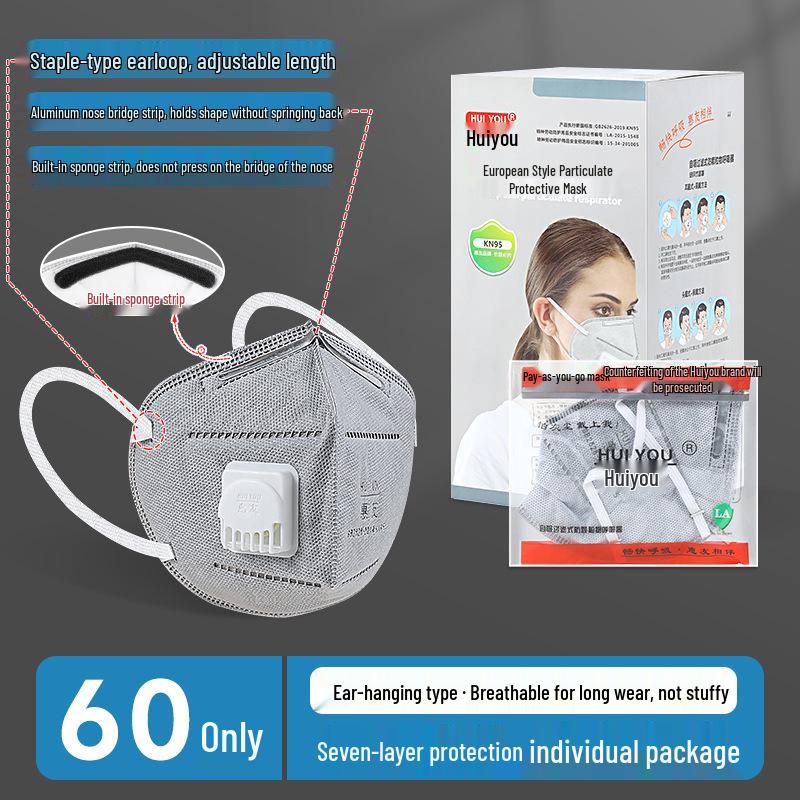 Seven-Layer KN95 Protective Mask with Breathing Valve and Built-In Sponge, Ideal for Construction, Decoration, and Anti-Smog.