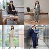 Sentubila Women's Professional Suit Set Spring Autumn Formal Blazer Wide-Leg Trousers Interview Two-Piece Set