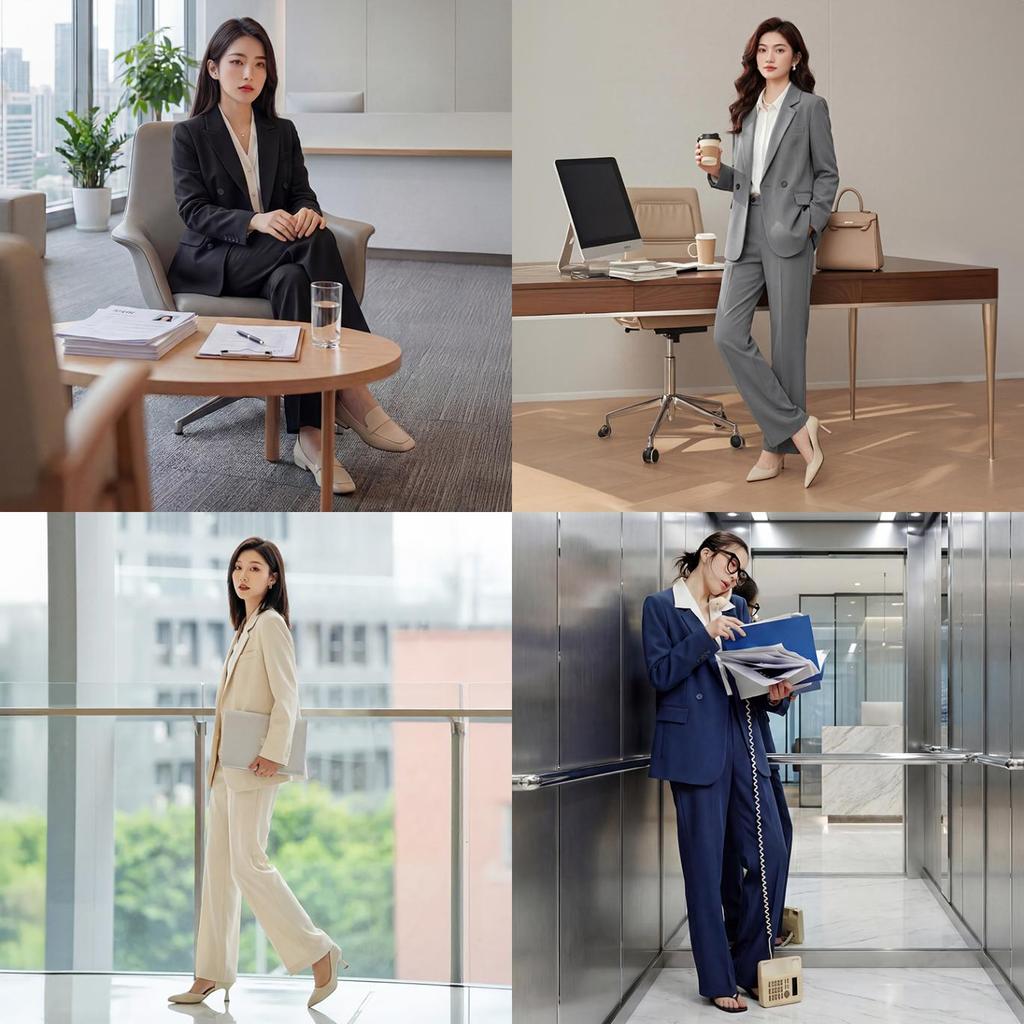 Sentubila Women's Professional Suit Set Spring Autumn Formal Blazer Wide-Leg Trousers Interview Two-Piece Set