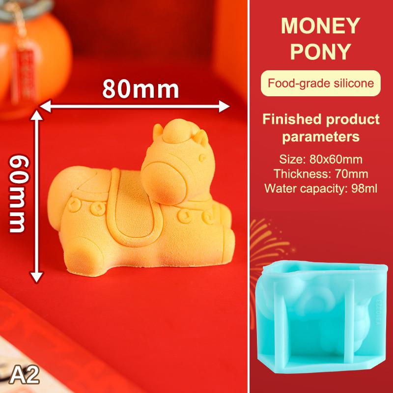 Cute Cartoon Horse Shape Silicone Cake Chocolate Mousse Mold Stereoscopic Chinese New Year DIY Decor Food Grade Dessert Tool