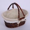 Woven Wicker Picnic Basket Handbag with Handle - Pastoral Style Fruit Storage E18