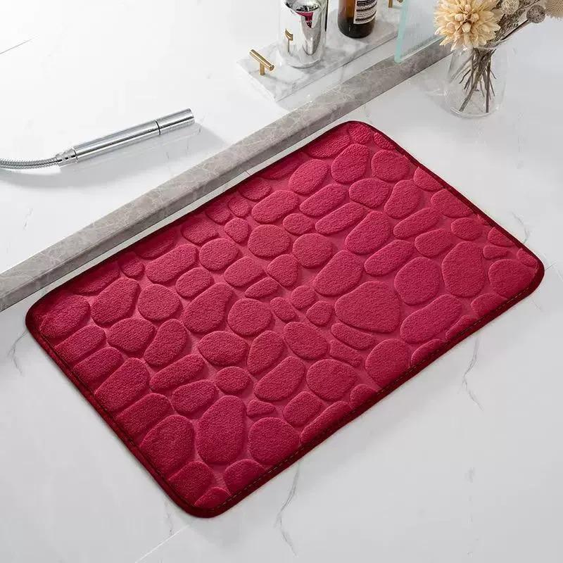 3D Bathroom Anti-slip Mat Pebble Patterned Absorbent Pad Bath Mats Doormat Carpet Cobblestone Embossed Door Floor