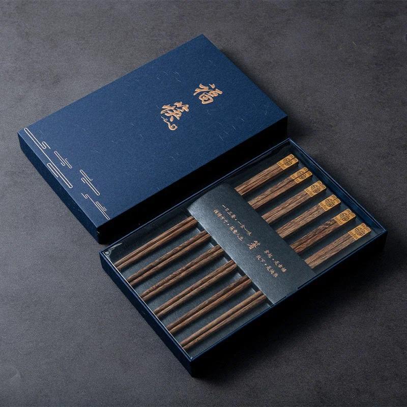 Boîte Cadeau de Baguettes en Bois de Santal Rouge Naturel de Haute Qualité Emballage Vaisselle et Couverts de Maison Ensemble de Baguettes Chinoises