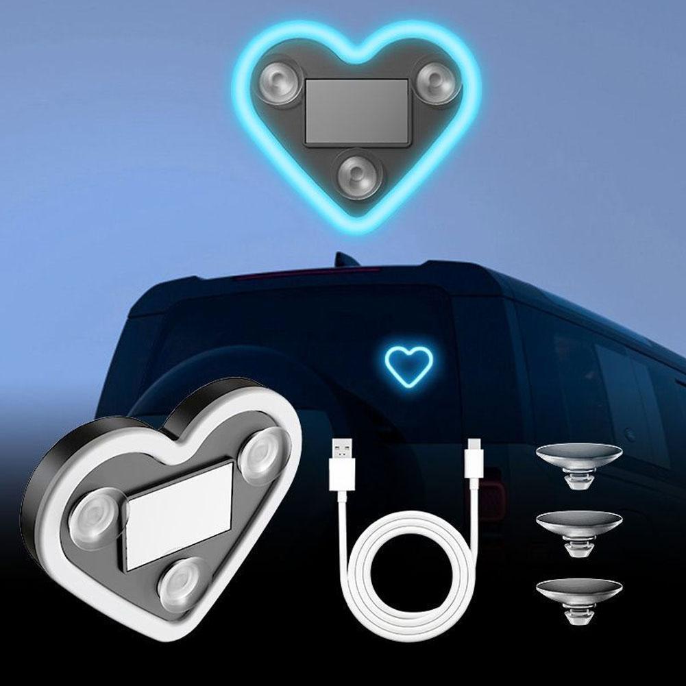 Car LED Heart-shaped Ambient Lights Solar USB Charging Interior Atmosphere Lights for Cars Perfect Gift Decoration