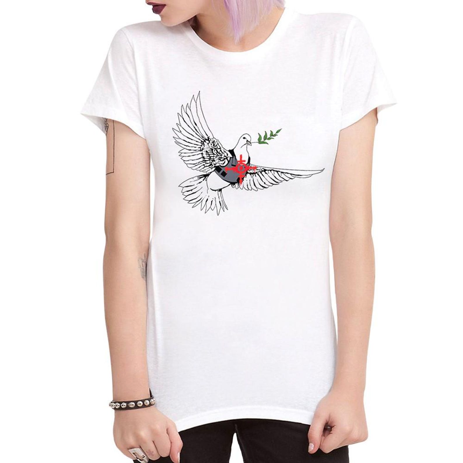 Armored Dove of Peace by Banksy T-Shirt, Men s and Women s Sizes (BNK-60001) 2XL