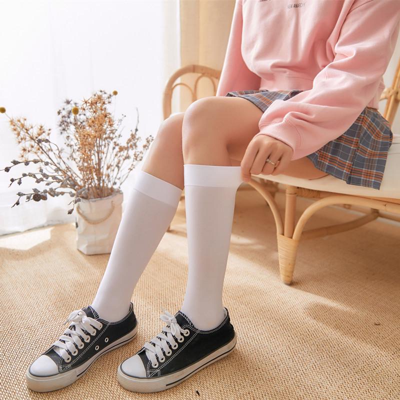 Damen Oberschenkelhohe Samtsocken im japanischen Stil: Sexy Schwarz Overknee Einfarbig