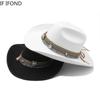 Newest Design Vintage Western Cowboy Hat For Men's 9.5CM Wide Brim Fedora Hat Gentleman Jazz Cowgirl Cloche Church Caps