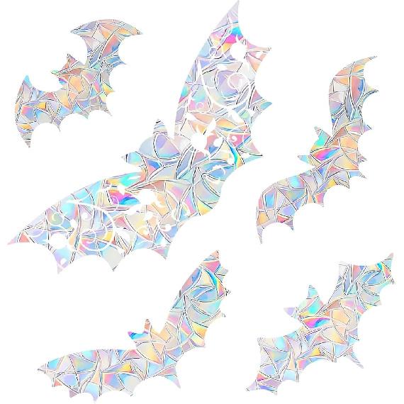 18PCS Mandala Window Clings Anti-Collision Decals to Save Birds from Collisions,Non Adhesive Prismatic Vinyl Window Clings Rainbow Stickers
