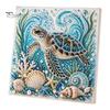 Nautical Style Home Ornament Ocean Faux Pearl Painting Kit, Marine Life 3D Art DIY Decorative Bead Picture Set Sea Turtle Fish Craft for Adults,
