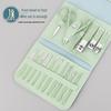 16-Piece Matcha Green Manicure Set: Nail Clippers, Scissors & Tools In Folding Bag