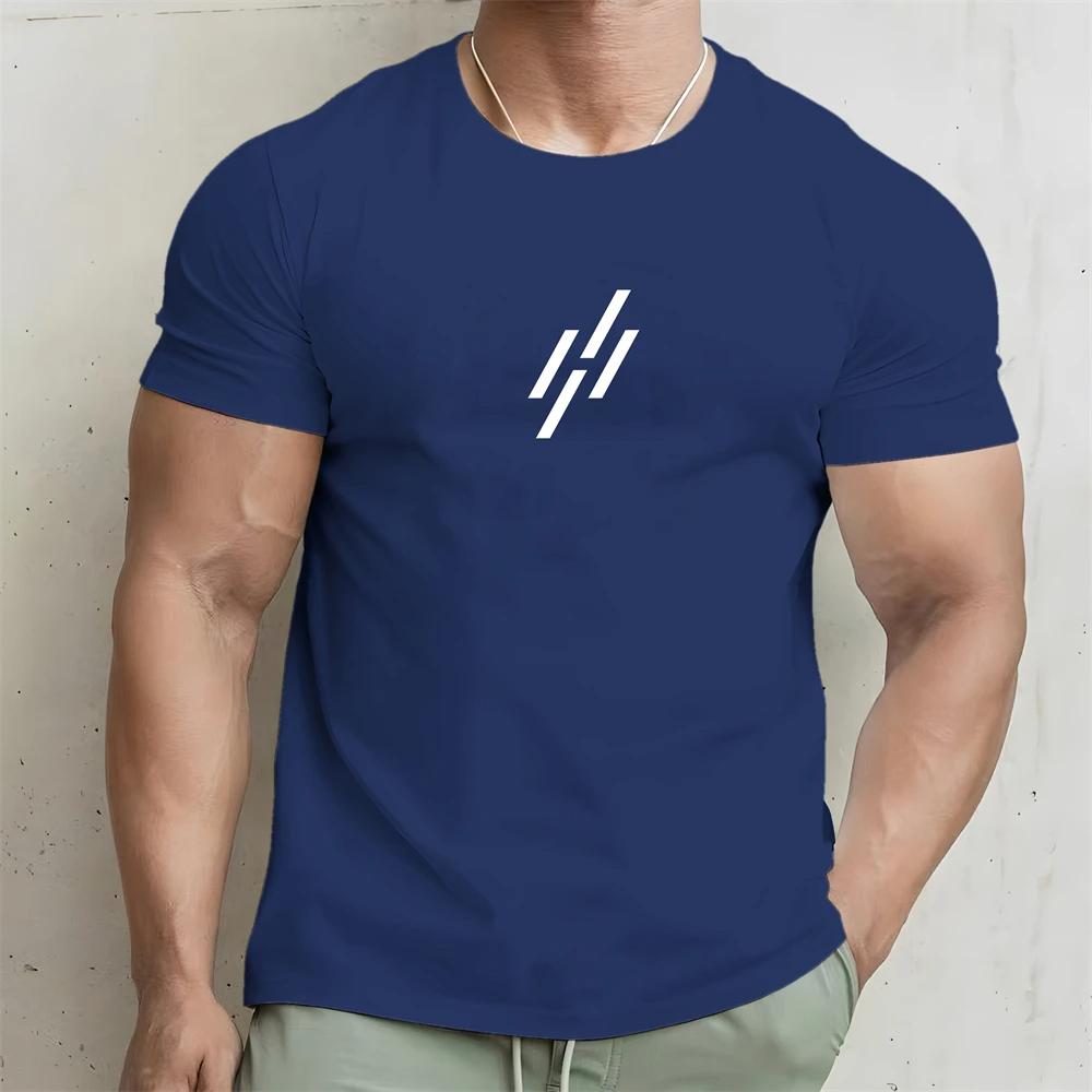 

Летняя мужская футболка для тренировок в спортзале из 100% хлопка, повседневная уличная футболка высокого качества с коротким рукавом, футболки с графическим принтом большого размера, мужская одежда XXXXL