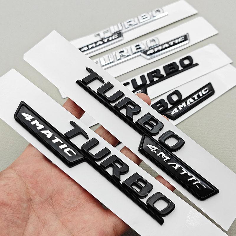 2PCS ABS Car Letter Side Fender Logo TURBO 4MATIC Badge Emblem Sticker For Mercedes Benz AMG A45 CLA35 45 X247 W213 Accessories