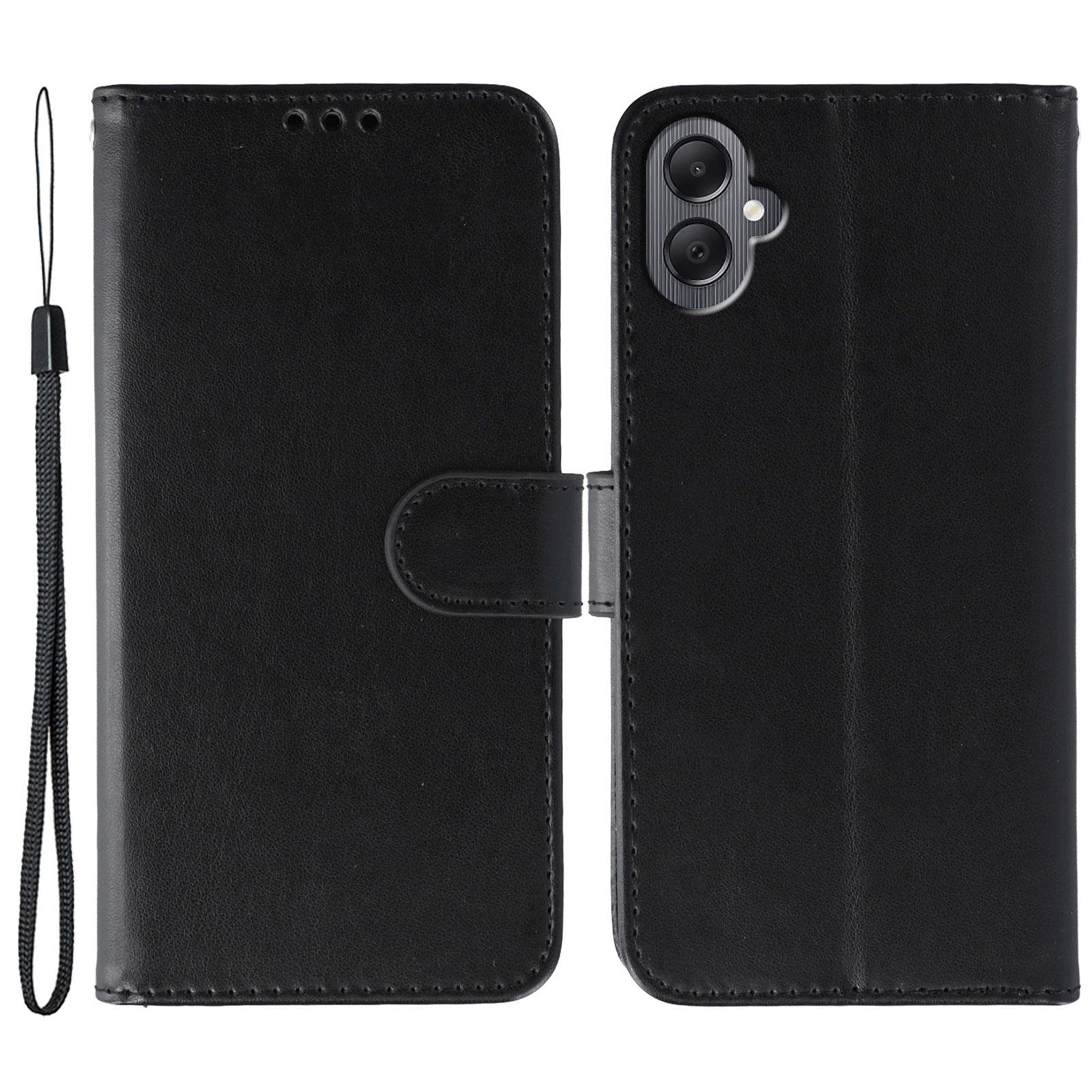 

For Samsung Galaxy A05 4G Cases PU Leather Flip Wallet Phone Cover with Strap Black
