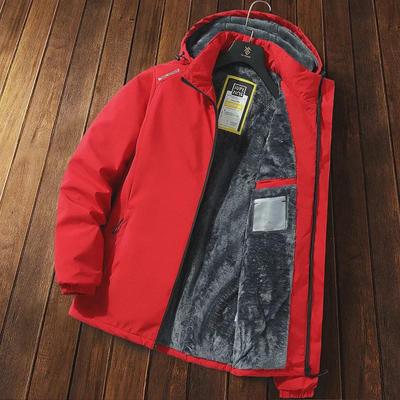 Men's 2023 Windproof & Waterproof Cotton-Padded Jacket with Detachable Hood.