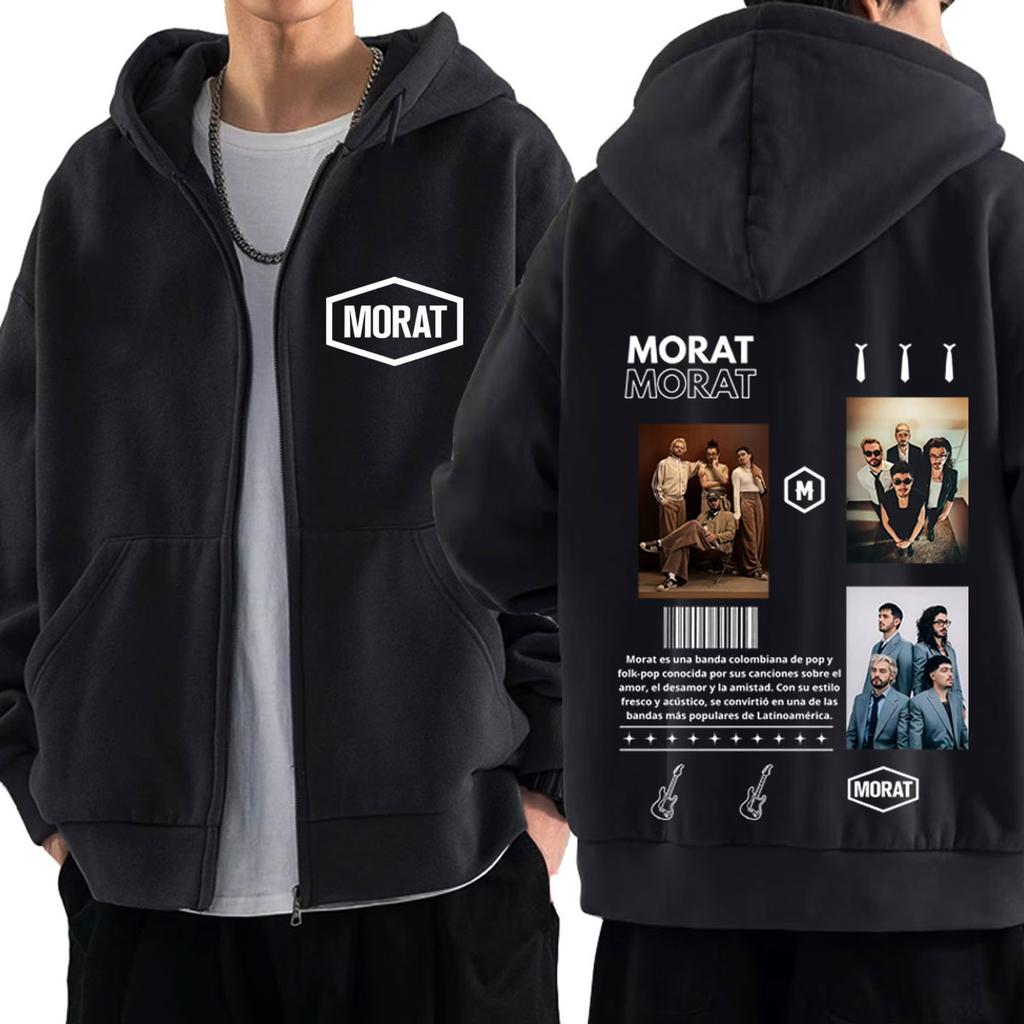 Band Morat Yem World Tour Merch Print Zipper Hoodie Men Women Fashion Sweatshirts Winter Loose Casual Hip-hop Zip Up Jacket