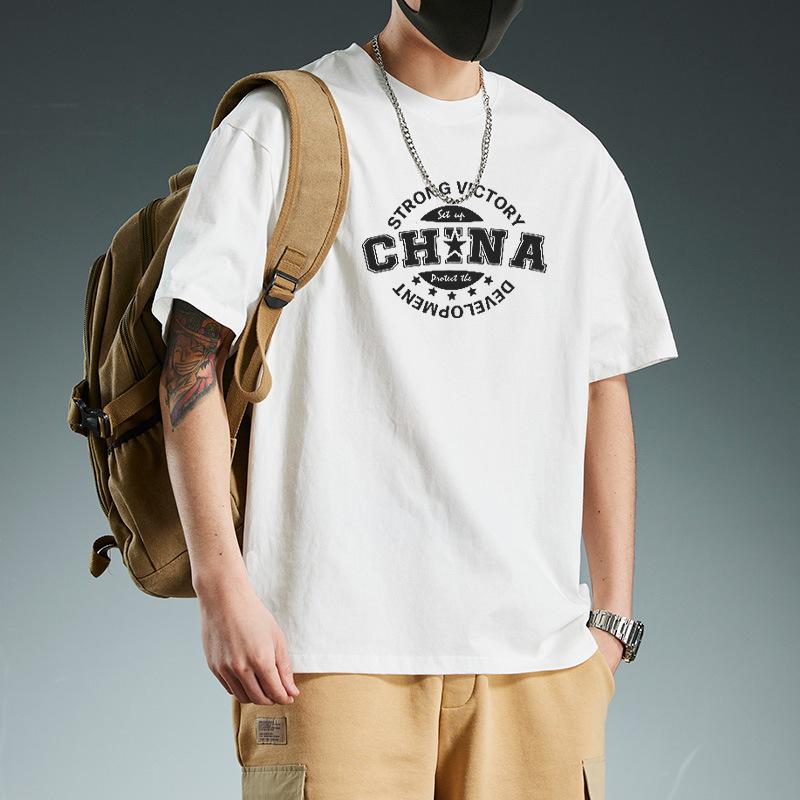 200g Heavy-duty American Pure Cotton Short Sleeved T-shirt Summer Couple Loose Base Shirt Men's Top