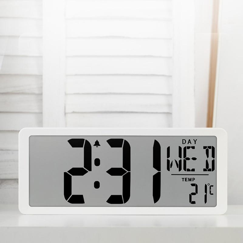 14'' LCD Digital Clock With Backlight, Temperature And Date Easy To Read For Living Room Or Bedroom