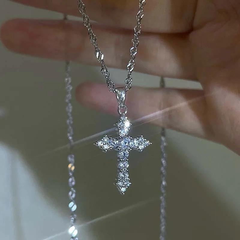 Fashion Retro Black Rhinestone Jesus Pendant Choker Necklace for Women Punk Vintage Double Layers Chain Neck Boho Zircon