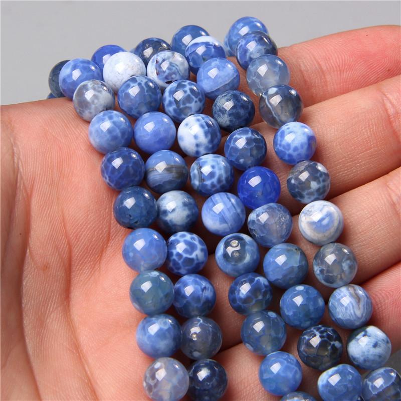 Natural Smooth Dragon Veins Agates Beads Loose Cracked Stone Beads for Jewelry Making DIY Bracelets Necklace 15'' 6 8 10mm
