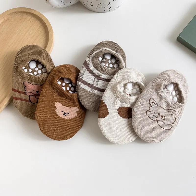 0-5Yrs Baby Floor Socks Cute Cartoon Short Cotton Bear Socks Toddler Anti Slip Kawaii Unisex Sok Kids Accessories for Girls Boys