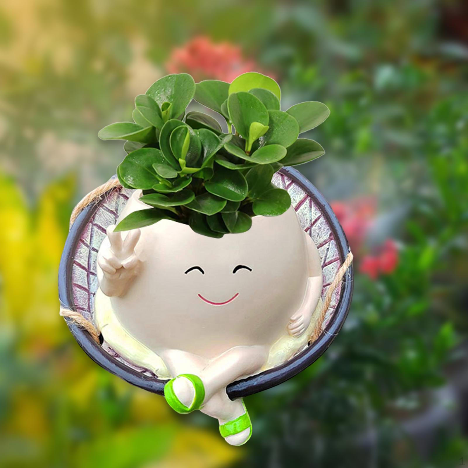 

Подвесной цветочный горшок с изображением улыбающегося лица, кресло-качалка, дисплей, милое растение для дома style A