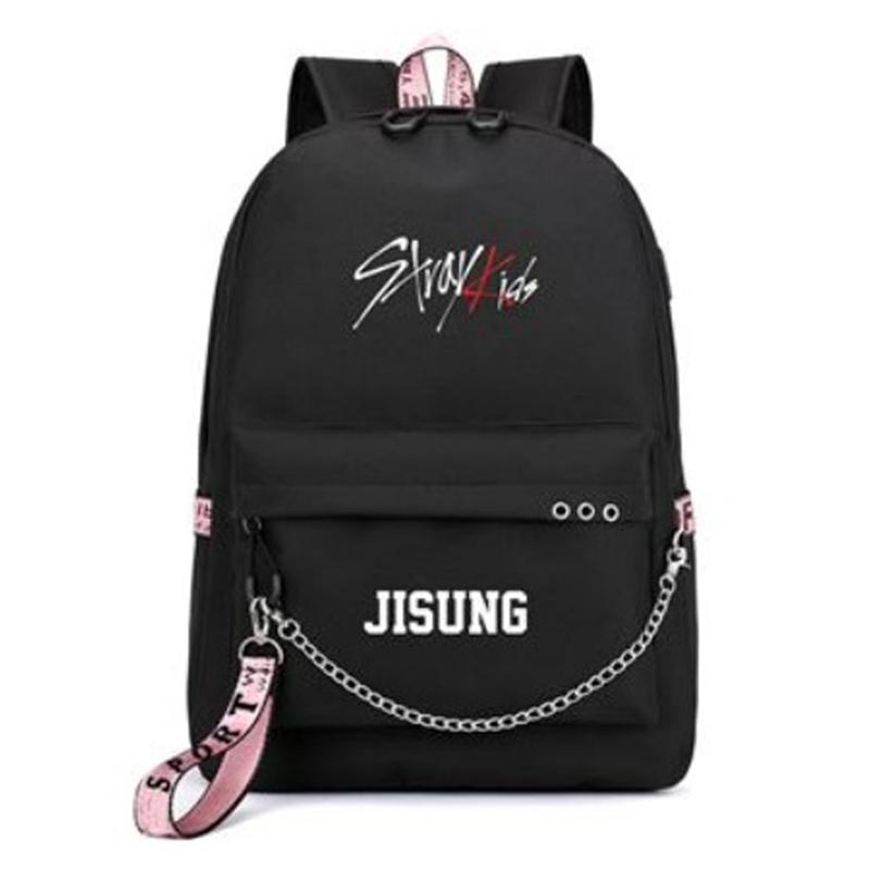 

Рюкзак StrayKids, рюкзак с цепочкой, рюкзак с USB-подзарядкой, сумка для отдыха, дорожный рюкзак