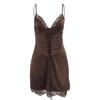 Spring new dress, European and American sexy satin lace splicing V-neck lace-up backless dress
