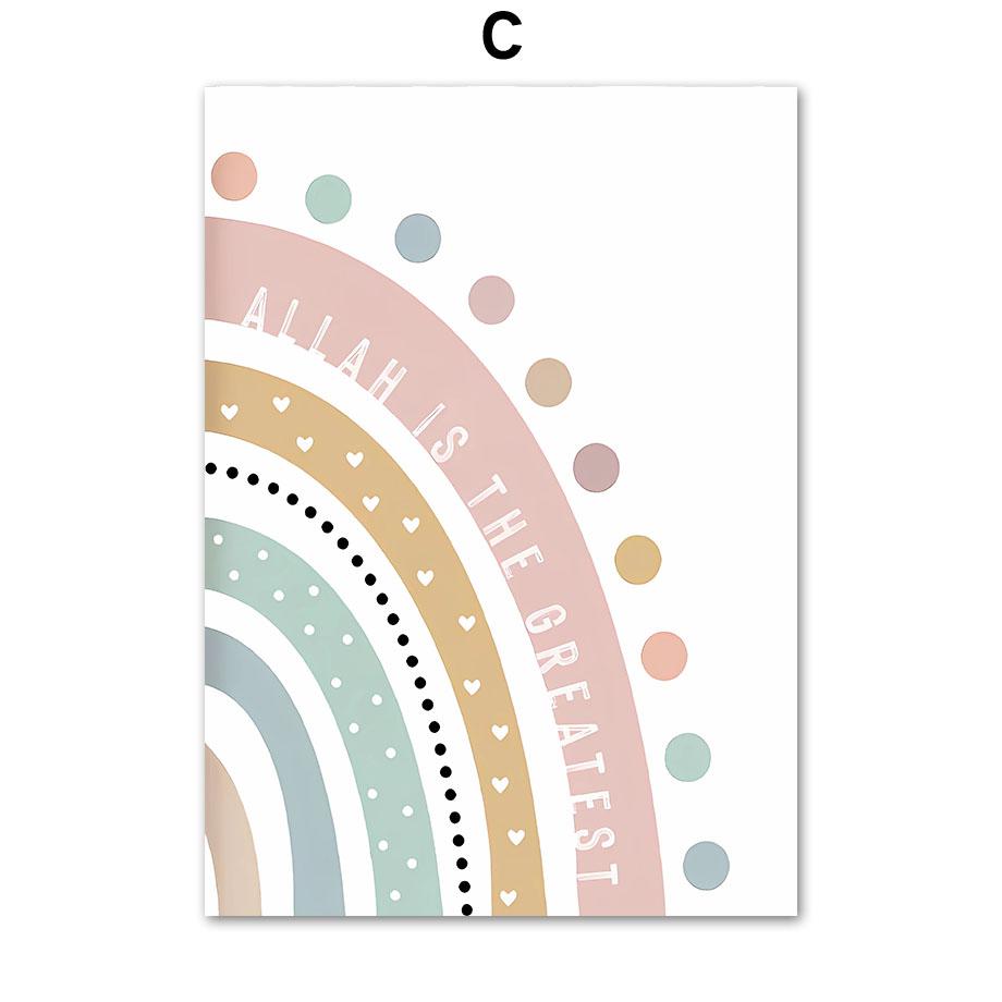 Mountain Sun Rainbow Quots Nursery Wall Art Canvas Painting Nordic Pink Posters And Prints Pictures Baby Kids Room Bedroom Decor