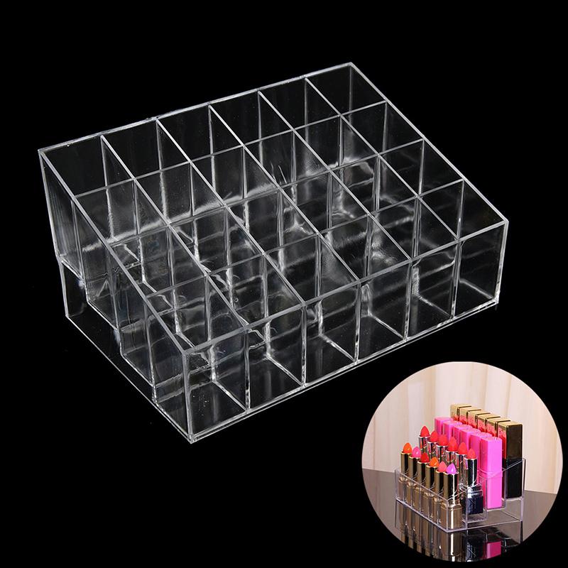 Clear Acrylic 24 Lipstick Holder Display Cosmetic Organizer Makeup Case Storage