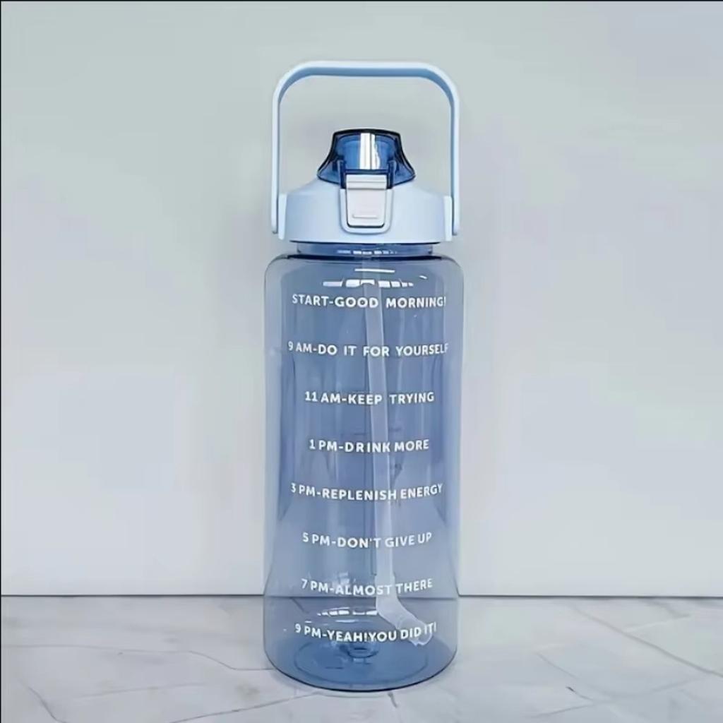 Large Capacity Space Cup Portable Plastic Water Bottle with Straw for Fitness Sports