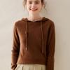 Women's Cashmere Hoodie: Solid Color Loose Slimming Pullover Knit Sweater for Autumn/Winter Outerwear