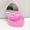 Hair Accessories Box Jewelry Storage With Mirror Pink Hair Clips Rubber Band Organiser For Girls Children Portable Travel Case