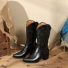 2024 Hot Sale Women's Vintage Embroidery Cowboy Western Boots Retro Concert Cowboy Over-the-Knee Women's High Boots Botas Mujer