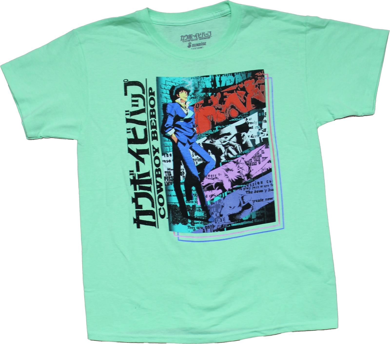 Cowboy bebop New Adult T-Shirt - Spike Leaned Back Over Character Swathes S